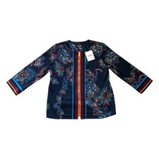 Bob Mackie Wearable Art Fleece Jacket Black Floral Full Zip Women Medium NWT