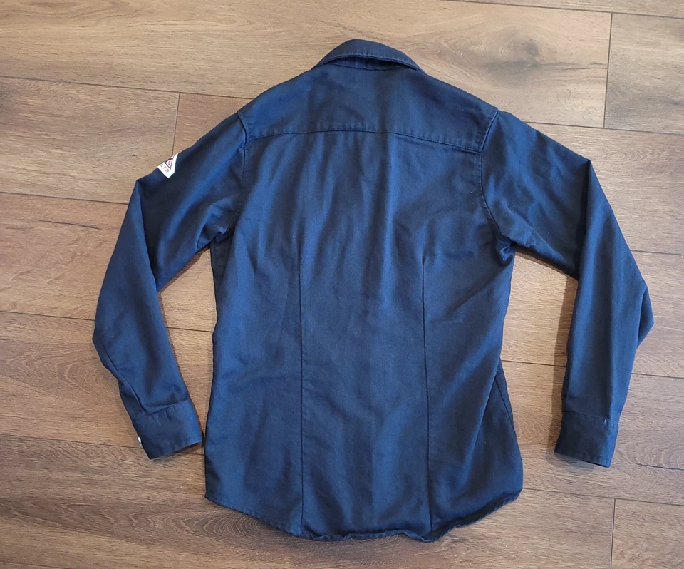 Bulwark FR Excel Womens S Reg Black Long Sleeve Button Shirt Pockets SLU3NVB - Image 2 of 4