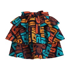 Women's African Wax Print High Waist Tiered Ruffle Skirt