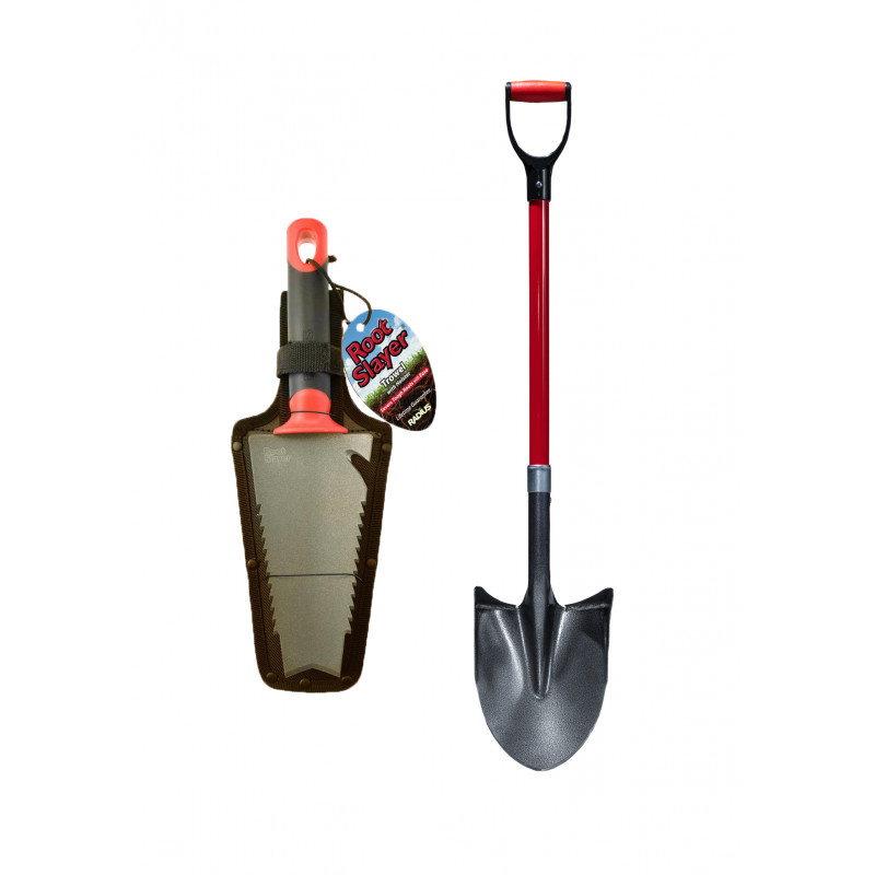 RootSlayer Venteo outil de jardinage noir avec lame dentelée en acier