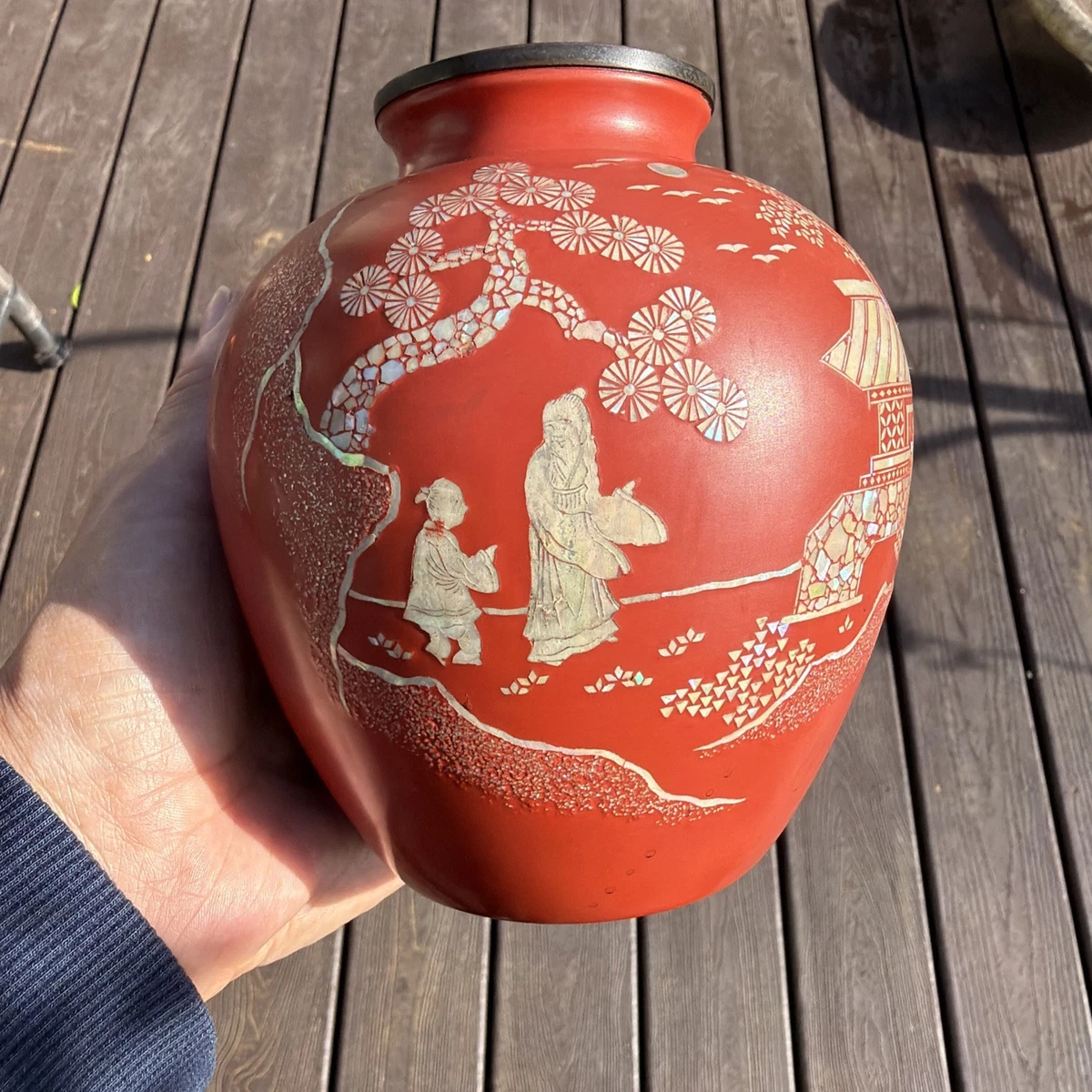 红色中国古董花瓶| eBay