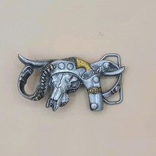 Vintage Western Bull Skull, Belt Buckle 382