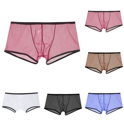 Herren Unterwäsche Netz Höschen durchsichtig transparent Trunks Unterhose Boxer