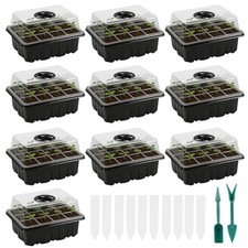 10 Pack 120 Cells Reusable Seed Starter Tray Kit with Lids for Greenhouse Plant