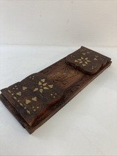 (RefJOH34) Expandable book shelf wooden with brass inlays (one missing)