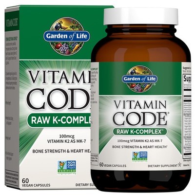 Garden of Life Vitamin K2 and K1, Code 60 Count (Pack 1), No Color 