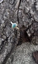 925 Sterling Silver Ring Pear Emerald Natural Gemstone  Size 10