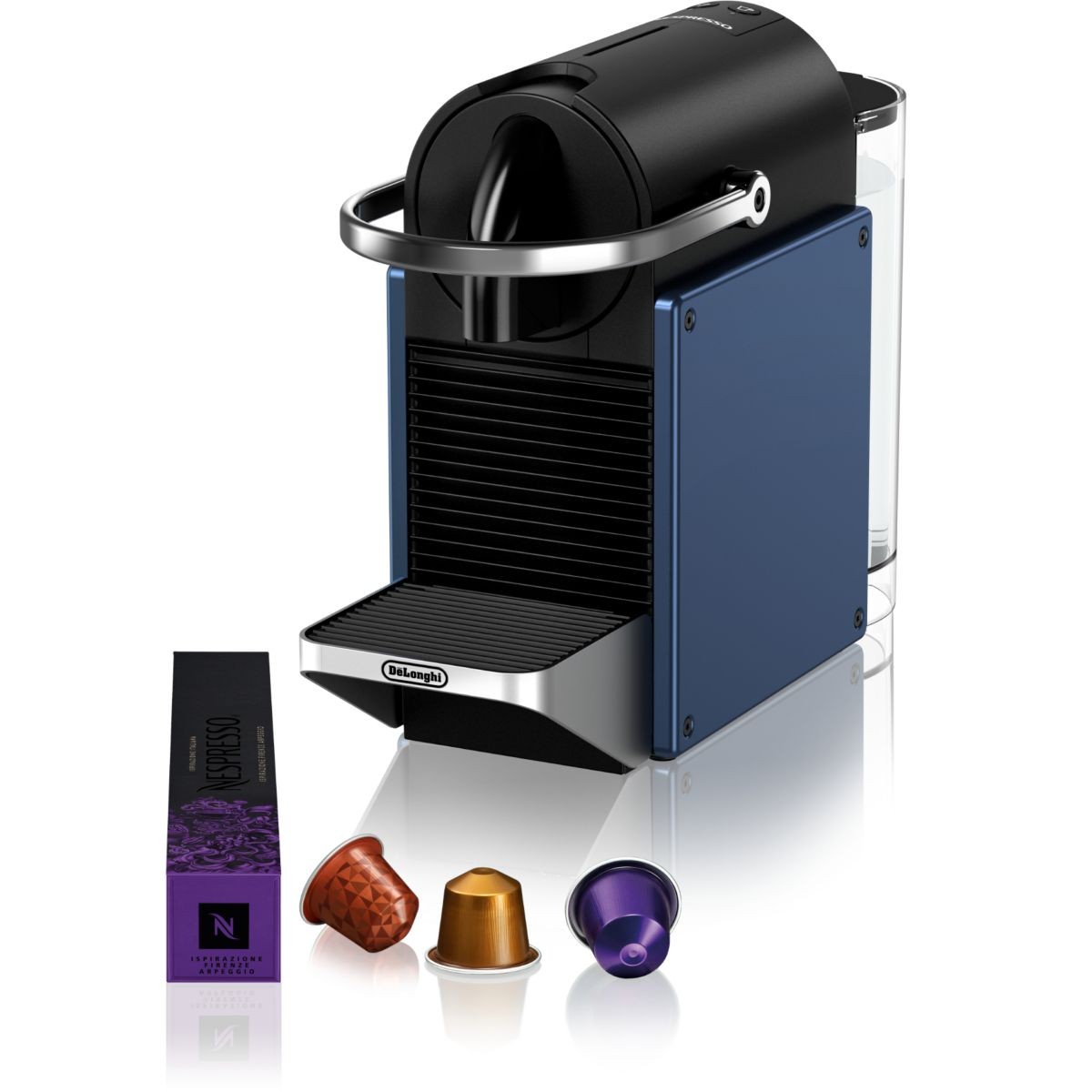 Nespresso DeLonghi Pixie bleu une icône du design en aluminium brossé