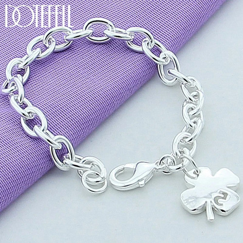 DOTEFFIL 925 Sterling Silver Clover Leaves Lucky Number 5 Bracelet 20cm Chain - Picture 8 of 24