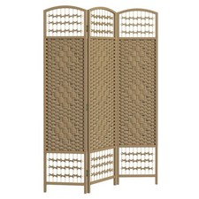 HOMCOM 3 Panel Folding Room Divider, Freestanding Privacy Screen, Natural
