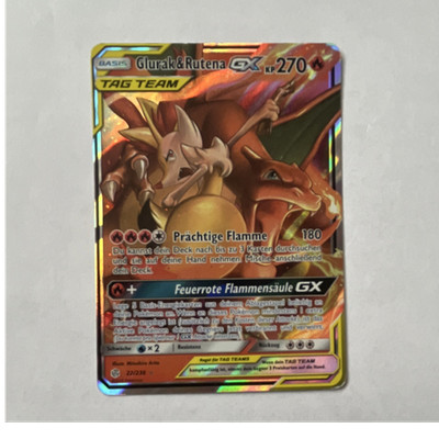 Pokémon TCG Glurak & Rutena GX TAG TEAM 22/236 Teams sind Trumpf Holo DE KP 270