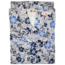 VTG Japanese Nemaki Cotton Onsen Hot Spring Kimono Floral Print: Womens Large