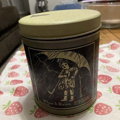 Morton Salt Tin Container 1985 When It Rains It Pours Vintage Bristol Ware