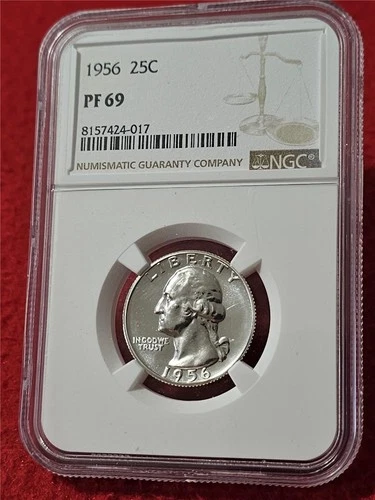 1956 PROOF WASHINGTON SILVER QUARTER   NGC PF 69    NO SPOTS              #T0047