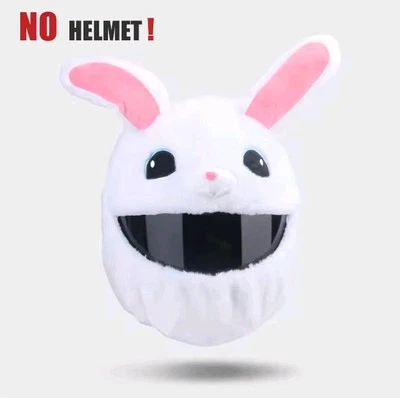 CAF MOTORCYCLE FUNNY HEEDS CRAZY CRASH HELMET COVER MOTORBIKE WHITE EASTER BUNNY