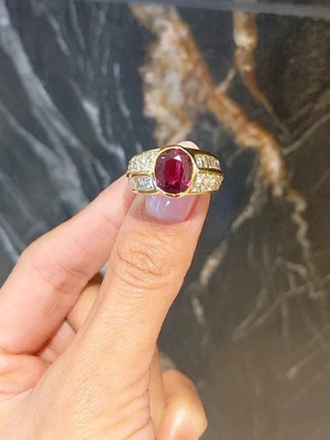 6.80 Ct Oval Cut Natural Ruby & Diamond Wedding Bridal Ring 14K Yellow Gold Gift