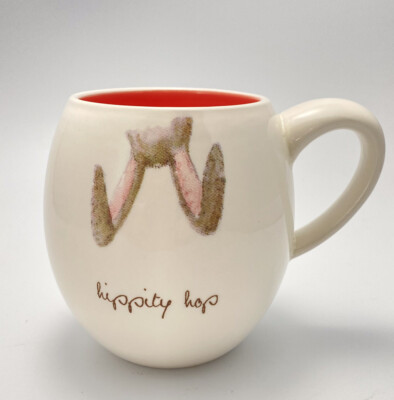 Rae Dunn Bunny Mug Artisan Collection  Hippity Hop  Pink Inside 4.5  Tall