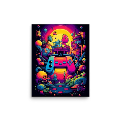 Retro controller Art Poster For Video Game Fan, Gaming Poster, Gamer Gift - Picture 4 of 4