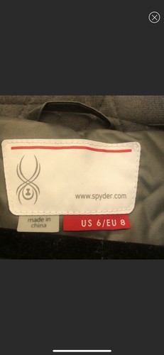 Spyder Ski Puffer Jacket Coat Hooded w Removable Edge Fur Metal Gray Size 6 - Picture 3 of 4