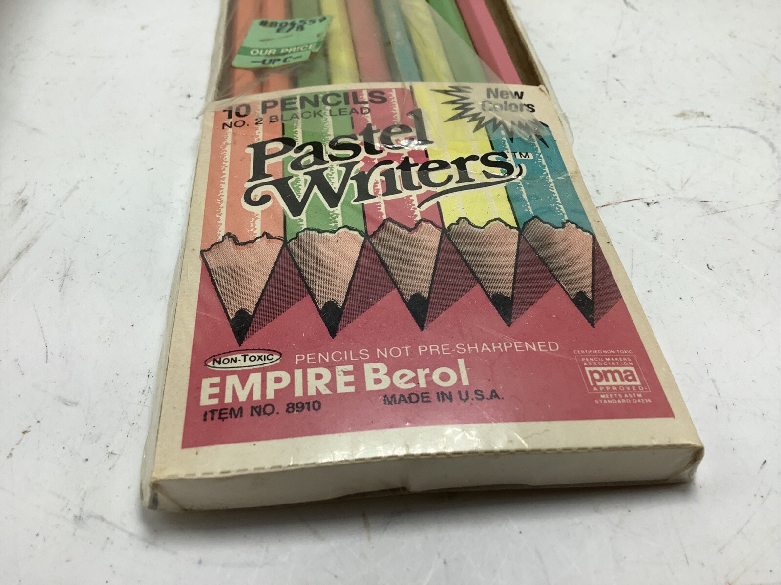 9 Empire Berol Pencils Made USA Pastel Writers 8910 Orange Green Yellow Pink