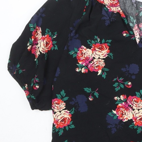 Gap Womens Black Floral Viscose BlendBlouse Size M - Picture 7 of 10