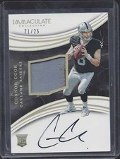CONNOR COOK 2016 IMMACULATE RPA RAIDERS ROOKIE 2 COLOR PATCH ON CARD AUTO RC /25