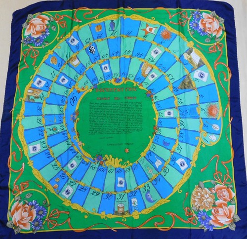 Foulard En Soie Pure Vintage Femme - Motif Années 80 Multicolore 88x90cm - Très Bon état