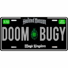Disney World Doom Buggy License Plate Black The Haunted a Mansion Style