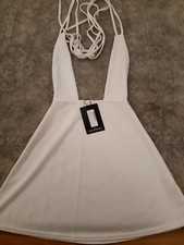 Pretty Little Thing Ladies Dress.  White. Wrap. Skater. Size 4