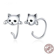 925 Sterling Silver Small Cat Stud Earrings Pet Lover Earring Stud Girls Jewelry