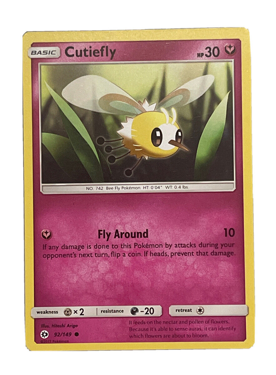 Pokemon Cutiefly Basic Trading Card HP 30 Bee Fly Pokemon 92 Pokemon Cutiefly Basic Trading Card HP 30 Bee Fly Pokemon 92