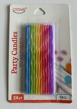 Crave Birthday Cake Party Candles - 24 Ct - Tall 4  Rainbow Colors - NEW