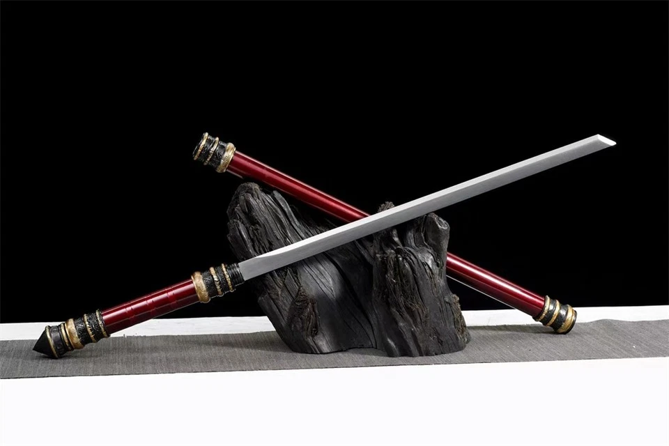 Espada Dao palo chino de acero al carbono afilada de batalla roja mango de acero inoxidable-Saya Foto 3 de 4