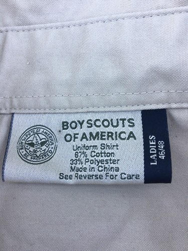 Boy Scouts of America Uniform Shirt Ladies 46/48 Beige Embroidered Logo USA Flag - Picture 5 of 12