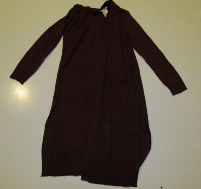 Matty M Burgundy Long Split Hem Duster Cardigan M Medium NEW Womens