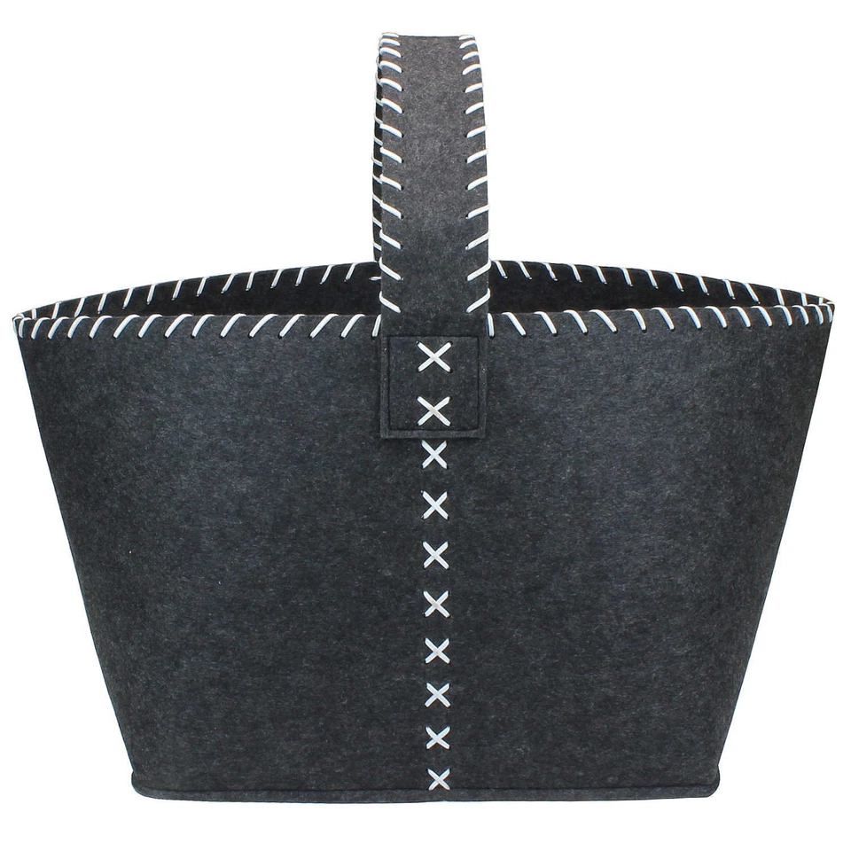 Filztasche Dunkelgrau mit Ziernaht verschiedene Größen oder im Set Filzkorb Filz - Bild 2 von 4