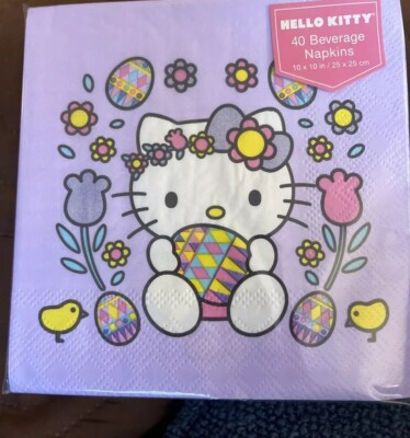 Hello Kitty Purple Spring Easter Set Of 40 Beverage Napkins 