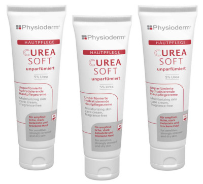 3 x Physioderm   - Curea Soft unparfümierte Hautpflegecreme 100 ml