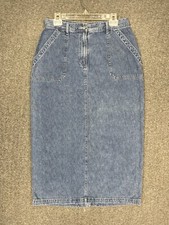 Faded Glory Authentic Wear maxi denim Jean skirt Ladies 14 Slit Vintage 90s Y2K