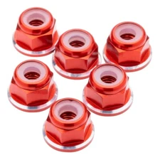 1UP Racing Aluminum M3 Flanged Locknuts Red Shine 6pcs 80538