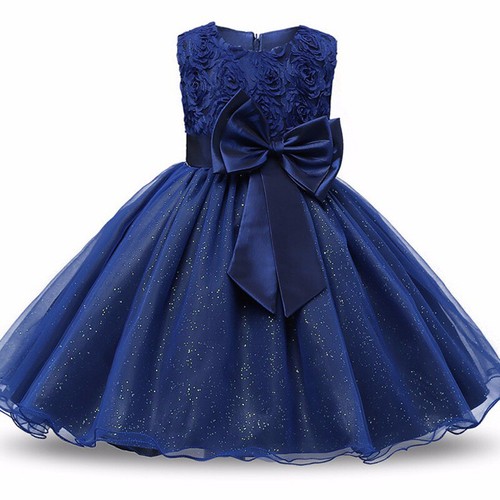 Girls Bridesmaid Dress Baby Flower Kid Party Rose Bow Wedding Princess Christmas - Picture 2 of 18