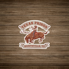 Texas Prison Rodeo Huntsville TX Vintage Style Sticker - Cowboy on Bucking Bull