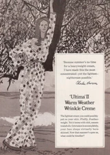 1970 Charles Revson: Ultima II Warm Weather Wrinkle Cream Vintage Print Ad