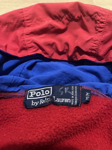 Vintage 90s Polo Ralph Lauren Hi-Tech 1/4 Zip Fleece Hoodie Size Medium Red - Bild 3 von 5