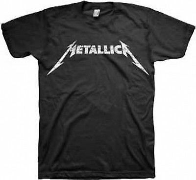 Metallica Black And White Logo Concert Metal Music Band Tee Shirt