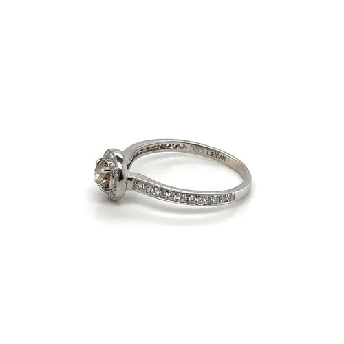Levian Le Vian 14k Weißgold Weiß & Schokolade natürlicher Diamant Heiligenschein Ring Größe 5 - Bild 2 von 5