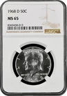 1968-D  KENNEDY  US Half Dollar,   MS65 by NGC,   a SUPERB looking coin!!!!