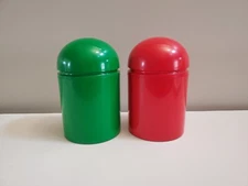 RARE Vintage Mid Century 70s Kartell Red And Green Plastic Canisters NOS Set!