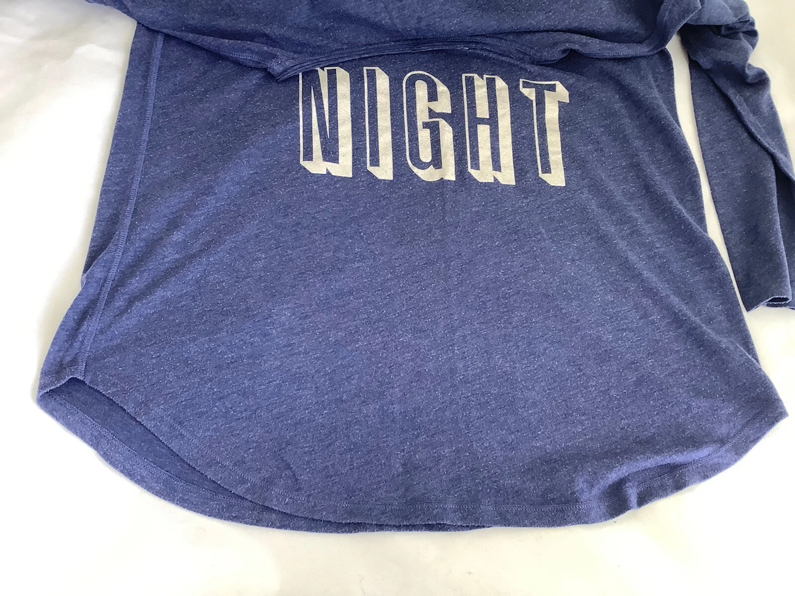 UNDERCOVER Abito da notte curvo Victoria's Secret stampa blu marle manica lunga su orlo taglia S