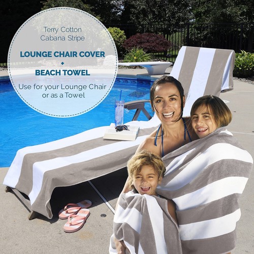 Superior Cabana Cotton Lounge Chair Cover, Outdoor Towel/Chaise Furniture Cov... - Picture 3 of 11